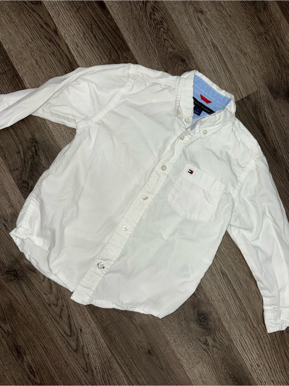 Tommy Hilfiger White Button-Down Casual Shirt with Contrast Collar